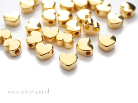 1 Stuk 7x6mm Sterling Zilveren Kraal- Hart Verguld