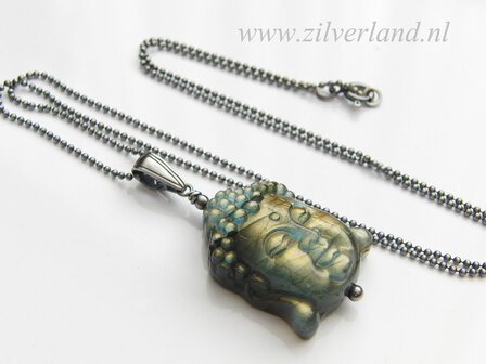 -Sterling Zilveren Ketting met Labradoriet &quot;Buddha&quot;