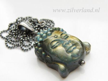 -Sterling Zilveren Ketting met Labradoriet &quot;Buddha&quot;