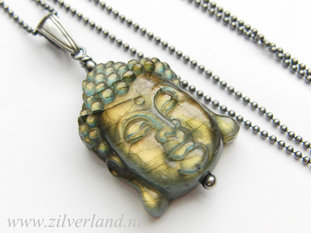 -Sterling Zilveren Ketting met Labradoriet &quot;Buddha&quot;
