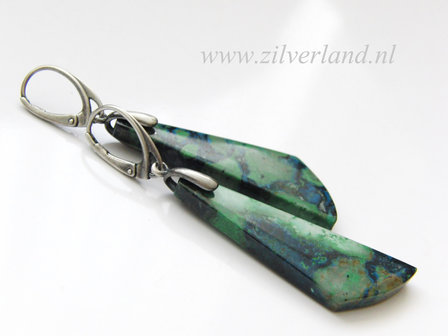 Edelstenen Zilveren Oorbellen met Chrysocolla
