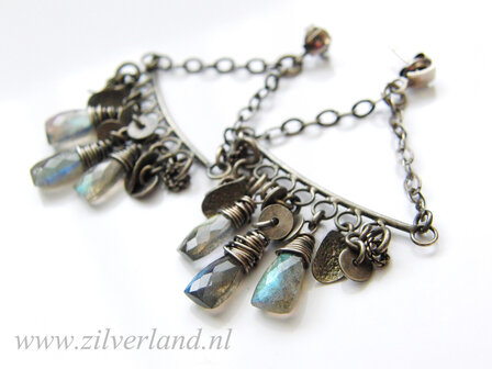 Zilveren Edelstenen Oorstekers met Labradoriet