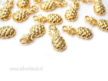 - Sterling Zilveren Hangertje- Ananas Verguld