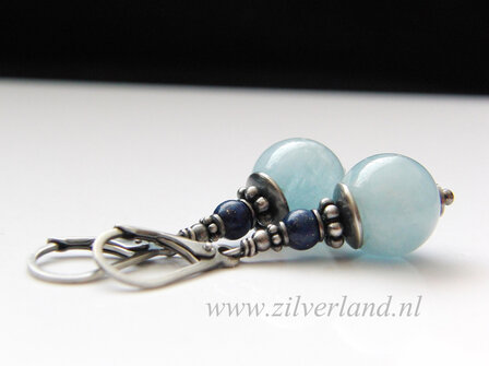 Edelstenen Oorbellen met Aquamarijn en Lapis Lazuli