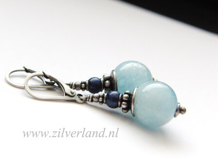 Edelstenen Oorbellen met Aquamarijn en Lapis Lazuli