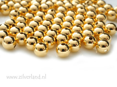 10 Stuks 6mm Sterling Zilveren Kralen- Verguld