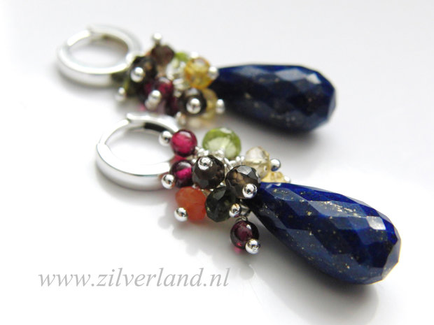 - Sterling Zilveren Oorbellen met Lapis Lazuli Briolettes