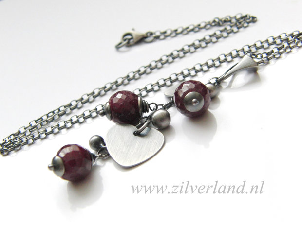 Sterling Zilveren Ketting met Robijn