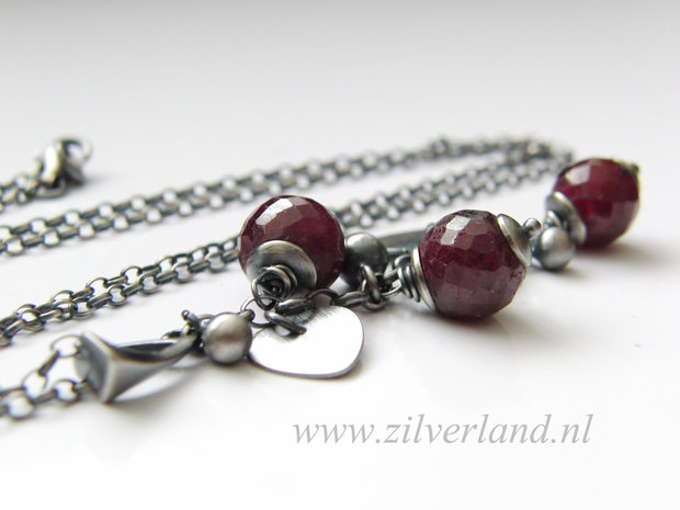 Sterling Zilveren Ketting met Robijn