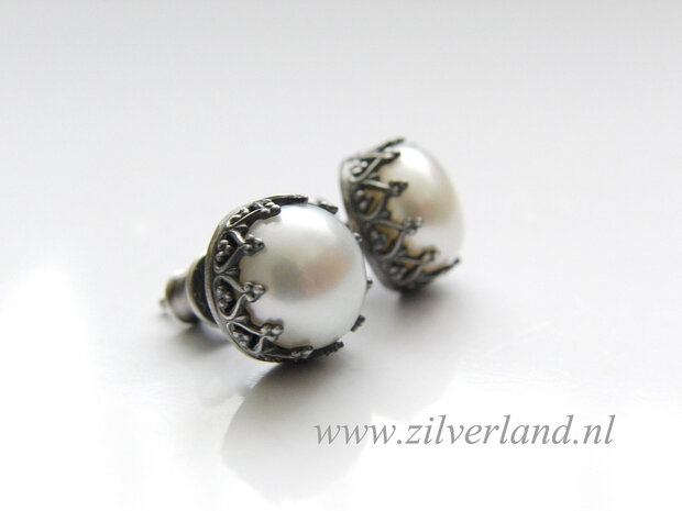 Handgemaakte Zilveren Oorstekers met Zoetwaterparels
