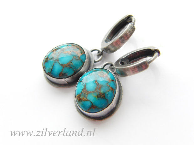 Handgemaakte Zilveren Oorbellen met Turkoois