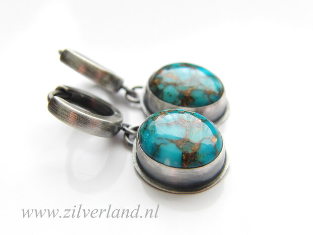 Handgemaakte Zilveren Oorbellen met Turkoois
