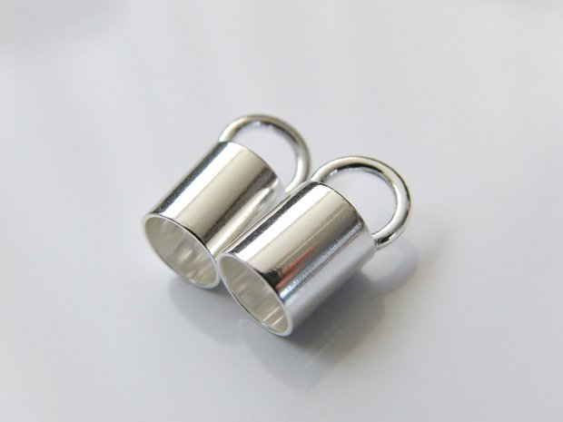 2 Stuks 6,3mm Sterling Zilveren Eindstuk