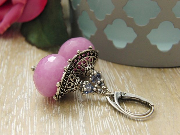 Handgemaakte Oorbellen met Edelstenen "Oriental Jade"