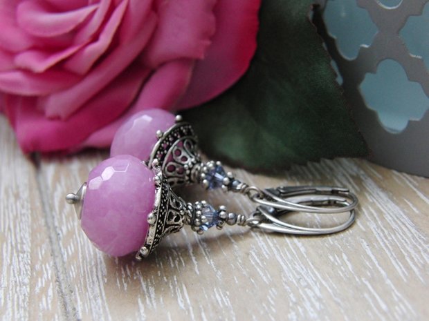 Handgemaakte Oorbellen met Edelstenen "Oriental Jade"