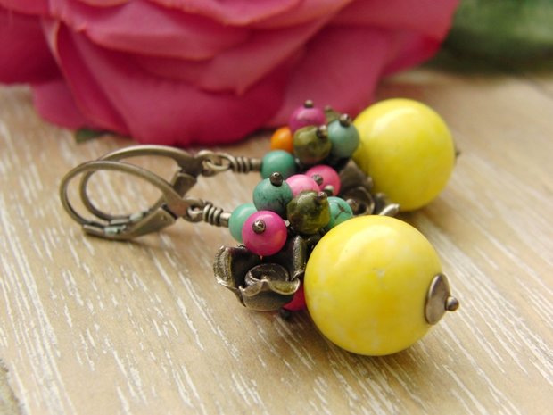 Edelstenen Oorbellen met Howliet "Summertime"