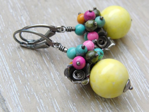 Edelstenen Oorbellen met Howliet "Summertime"