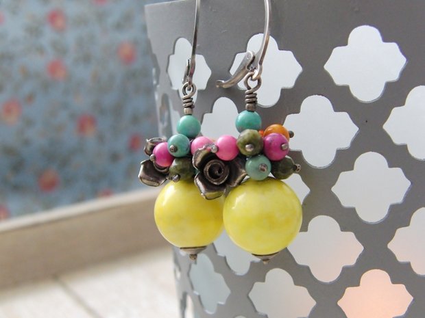 Edelstenen Oorbellen met Howliet "Summertime"