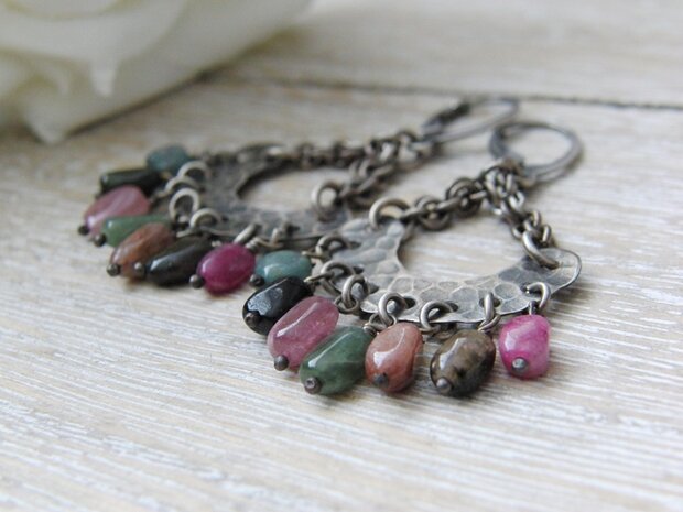 Edelstenen Oorbellen "Toermalijn in Oxide"