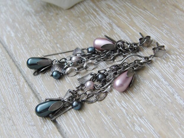 Zilveren Oorbellen met Swarovski Parels "With Pearls"