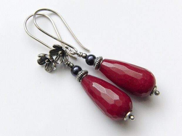 Zilveren Oorbellen met Jade Edelstenen