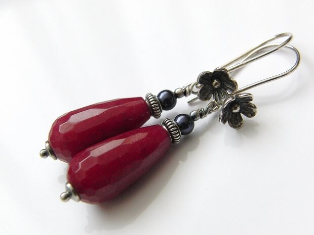 Zilveren Oorbellen met Jade Edelstenen