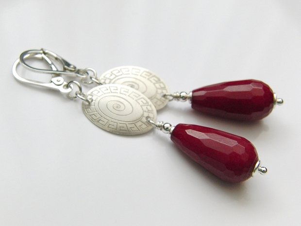 Zilveren Oorbellen met Jade Druppels