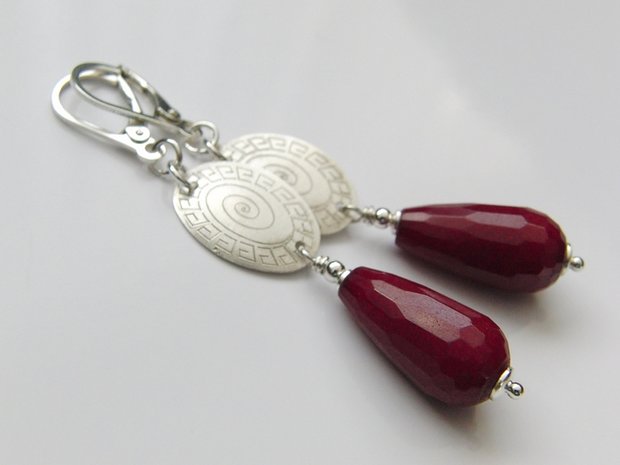 Zilveren Oorbellen met Jade Druppels