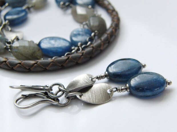 Edelstenen Oorbellen "Kyaniet in Oxide"