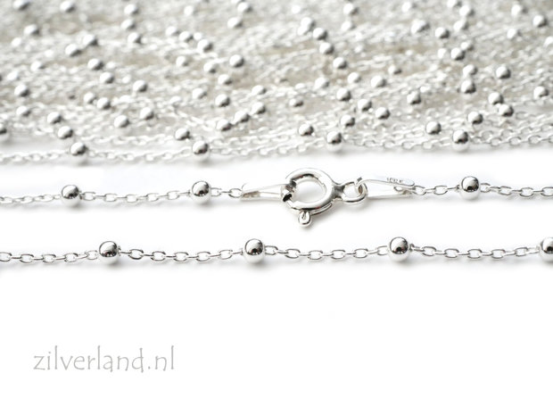 1,0mm Sterling Zilveren Collier Anker met Balletjes- 45cm
