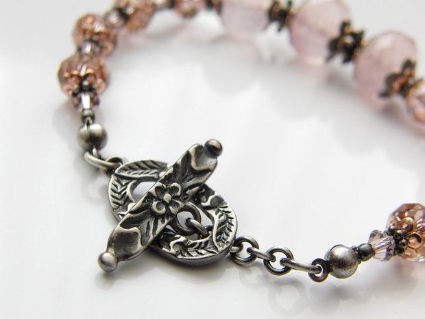 Edelstenen Sieraden Set- Armband, Oorbellen en Hanger "Roses" 