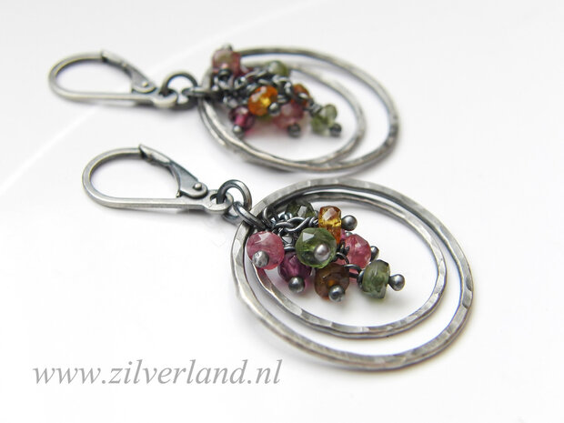 Gereserveerd- Handgemaakte Zilveren Oorbellen met Toermalijn