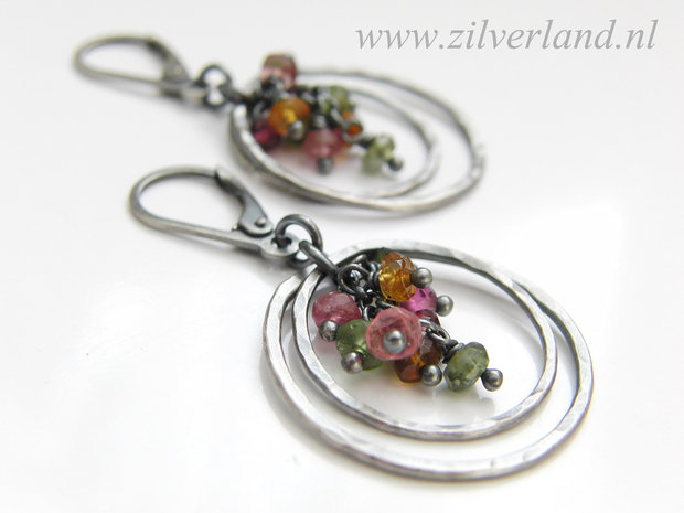 Gereserveerd- Handgemaakte Zilveren Oorbellen met Toermalijn