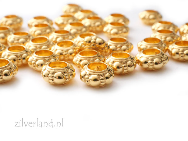 7mm Sterling Zilveren Kraal/Spacer- Verguld