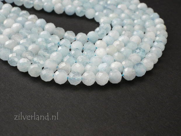 4mm Facet Geslepen Aquamarijn Kralen