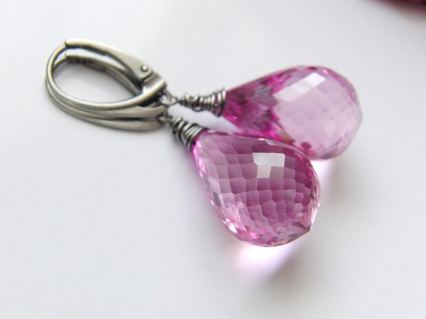 Zilveren Oorbellen met Topaas Light Pink