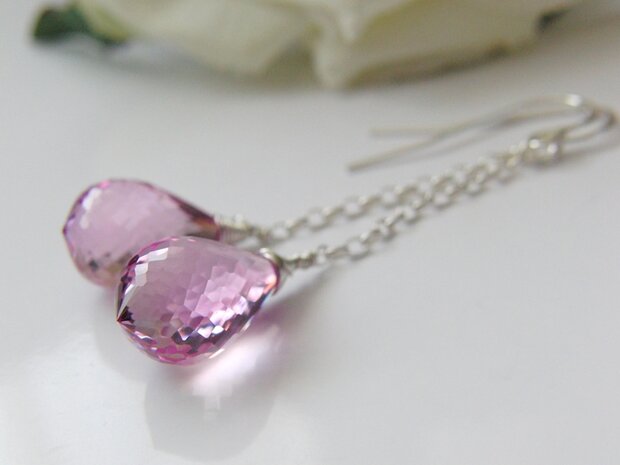 Zilveren Oorbellen met Topaas Light Pink II