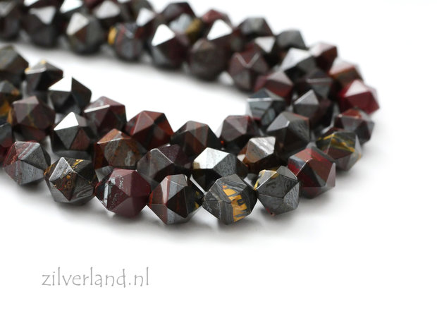8mm Rode Tijgerijzer Edelsteen Kralen- Star Cut