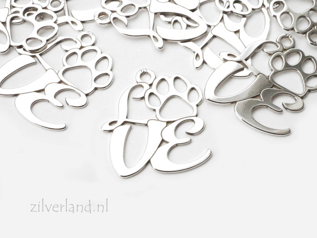 Sterling Zilveren Hanger- Love met Dierenpoot