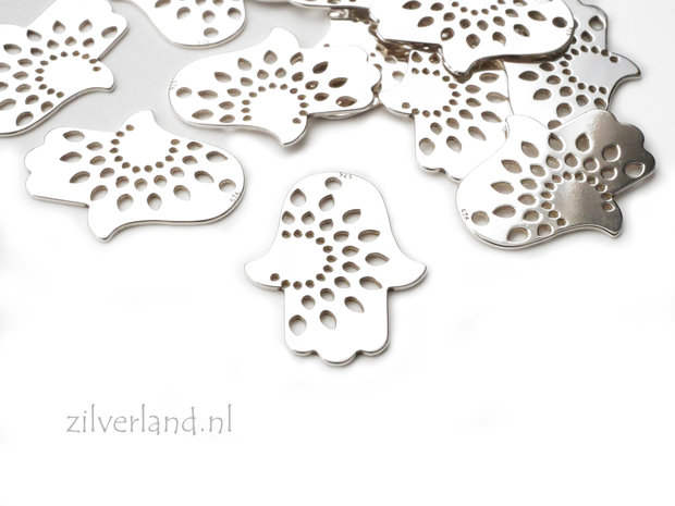 Sterling Zilveren Hanger- Hamsa, Hand van Fatima