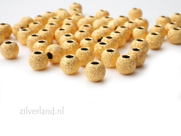 10 Stuks 4mm Sterling Zilveren Kralen- Verguld