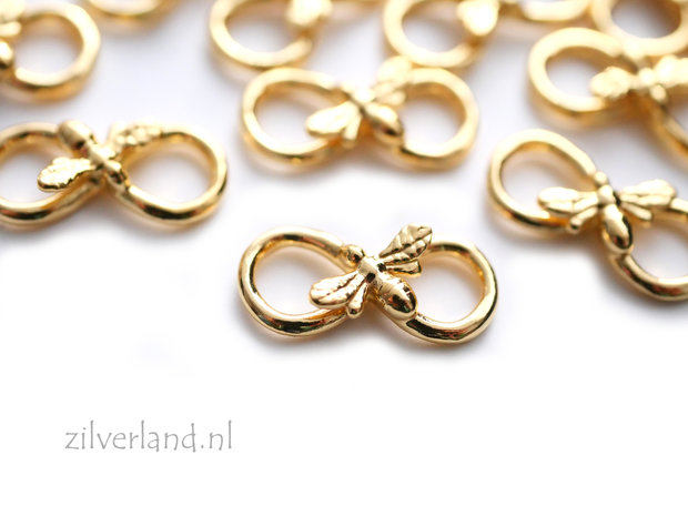 Sterling Zilveren Infinity Connector met Bij- Verguld