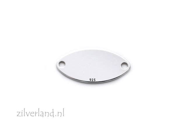 15mm x 7,5mm Sterling Zilveren Connector, Graveerplaatje- Ovaal