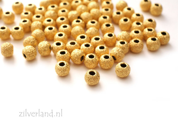 10 Stuks 3mm Sterling Zilveren Kralen- Verguld