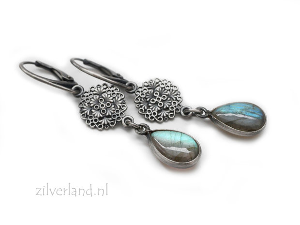 Edelsteen Oorbellen met Labradoriet Druppels