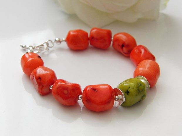 Zilveren Armband met Koraal