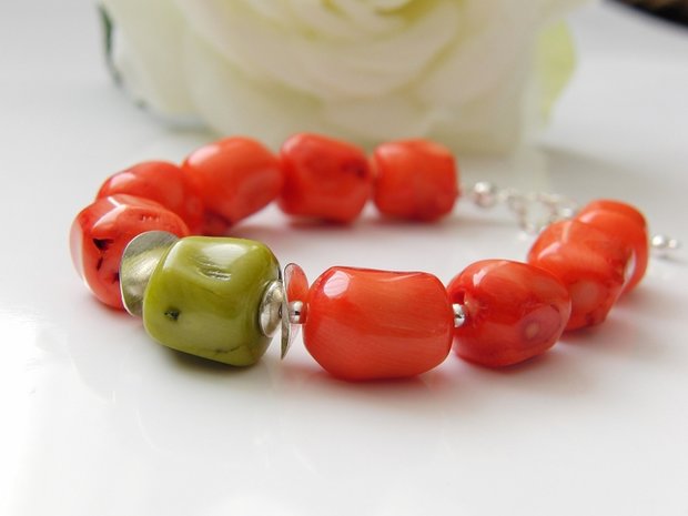 Zilveren Armband met Koraal