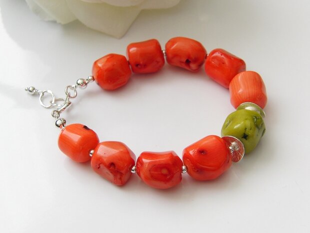 Zilveren Armband met Koraal