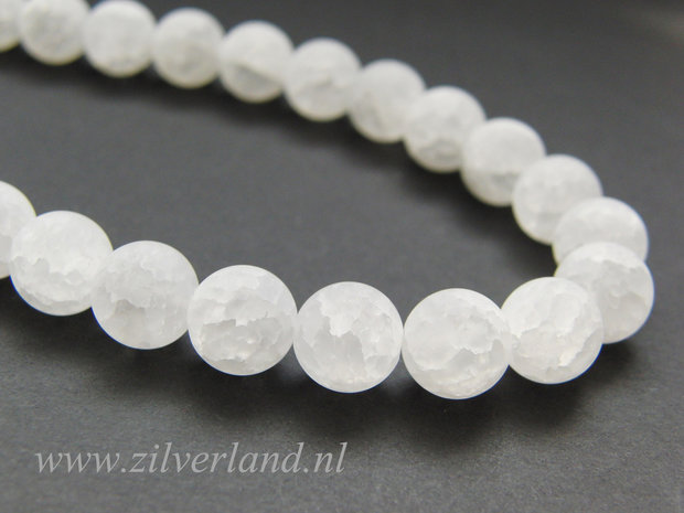 10mm Bergkristal Kralen Mat/Craquele