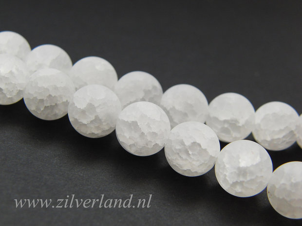 10mm Bergkristal Kralen Mat/Craquele